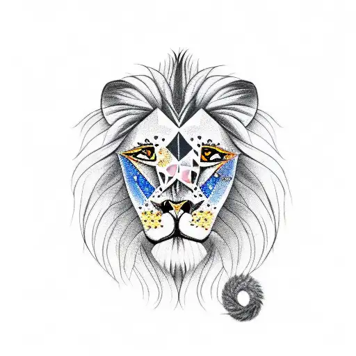 Girl Holding A Handdrawn Lion