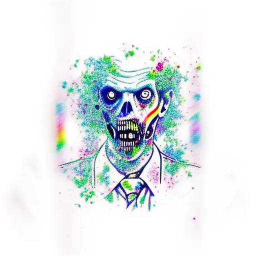 A Zombified Doctor Eating Vegan Brains And Holding A Gay Pride Flag