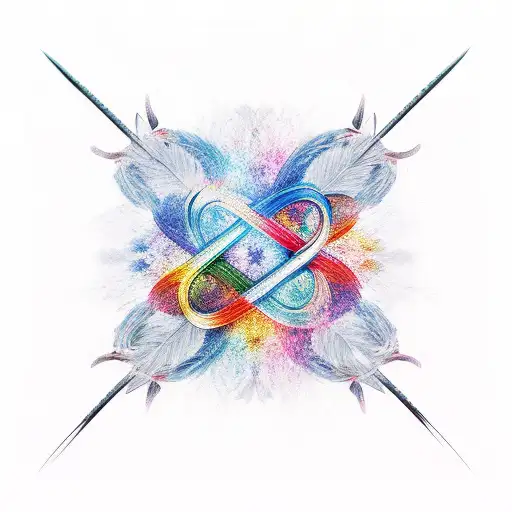 Infinity Symbol Made Of Feathers And Samurai Swords