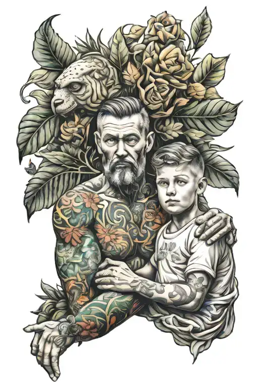 Father And Son Representing Growth Strength Family Spirituality