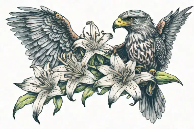 Hawk Carrying Stargazer Lilly Flower