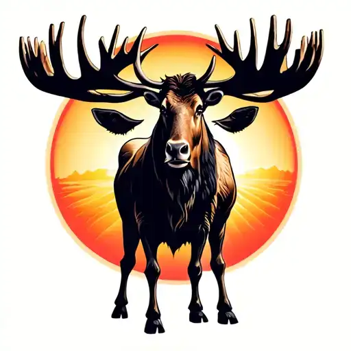 Moose Standing Proudly Towards The Sun