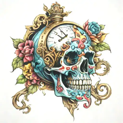 Colorful Skull Clock