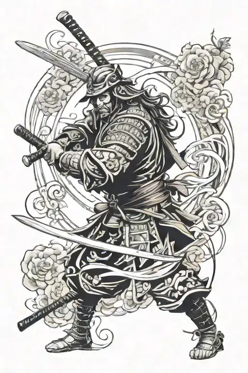 Samurai Inspirational Messages Intertwined Within And Katana