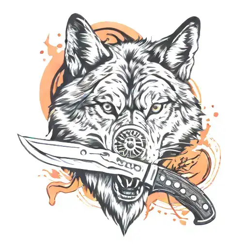 Knife And Wolf Head