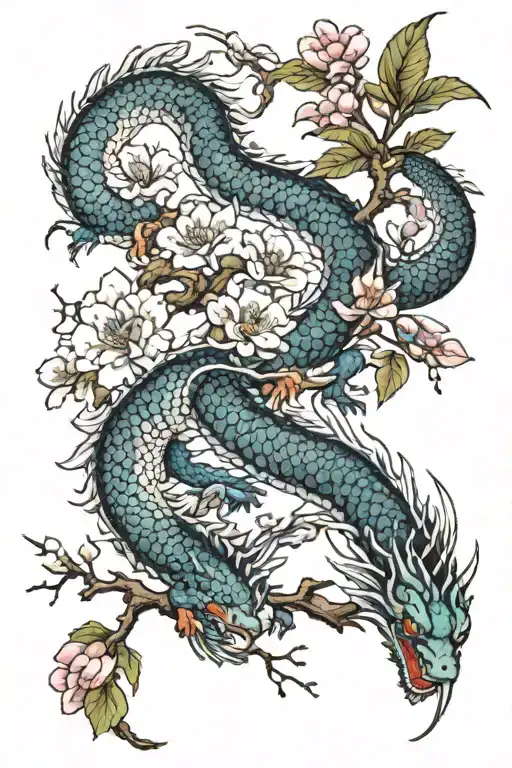 Gragon And Plum Flowers From Chinese Painting