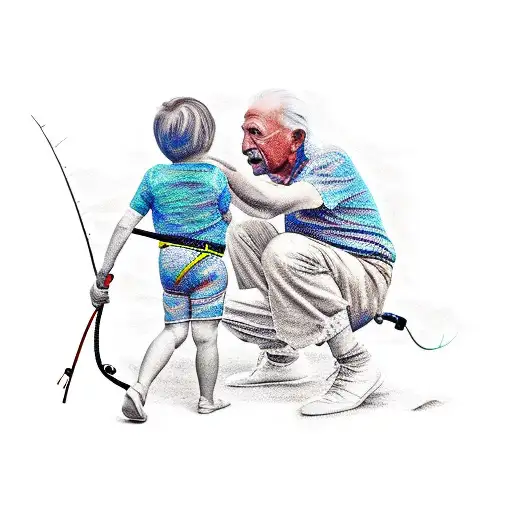 Grandfather And Child Fishing