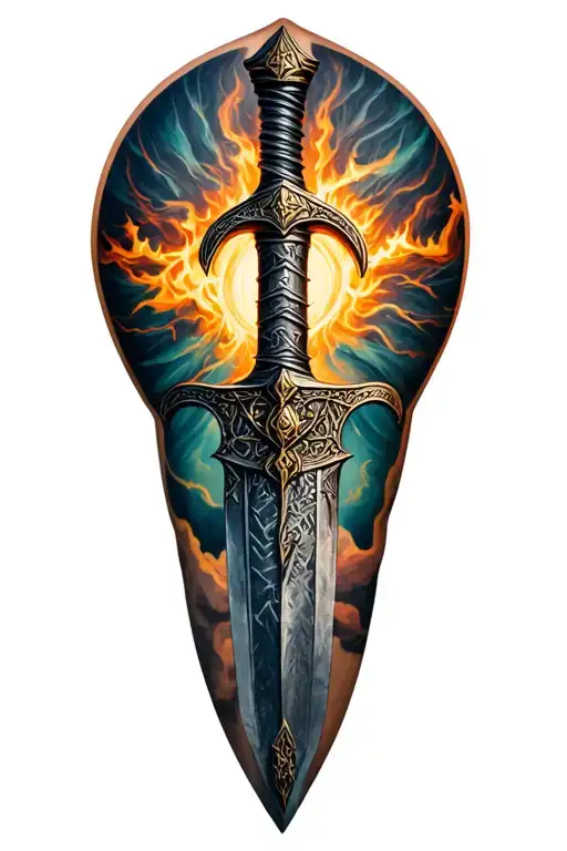 Viking Dagger Set On The Runes Back Tattoo Valhalla