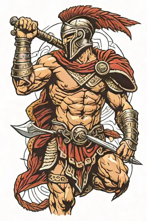 Tired Spartan Holding Himself Up By His Spear