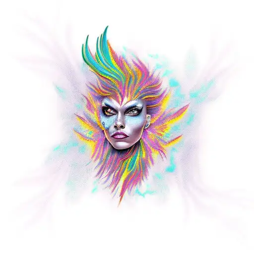 Phoenix Head Transforming Into Woman's Head