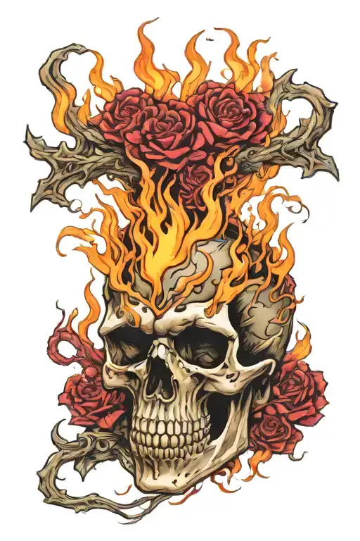 Skull Olmecas Fire Rising