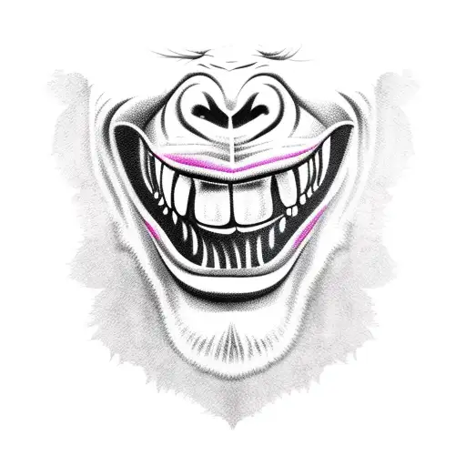 Gorilla Angry Mouth Open With Foliage Around It