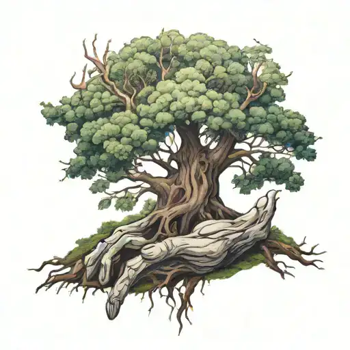 Roots That Start In The Fingers Of The Hand And Turn Into A Tree In The Forearm