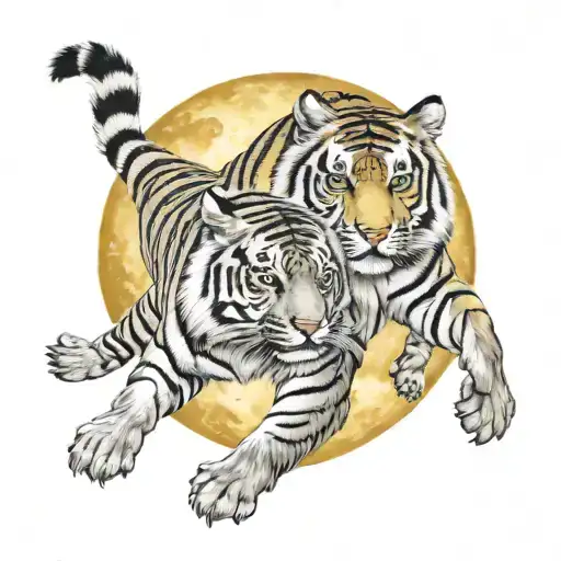 Tiger And Moon Merging Together