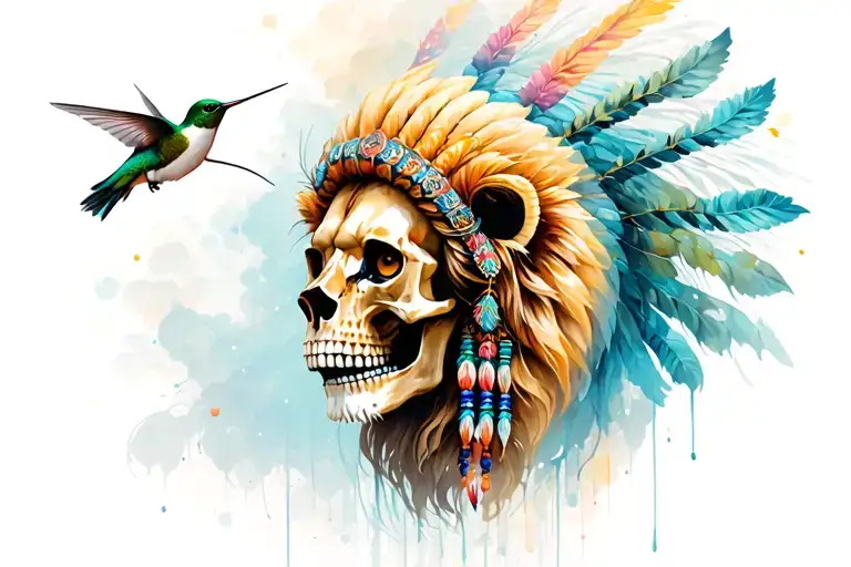 Skull Indian Picses Lion Hummingbird Hovering