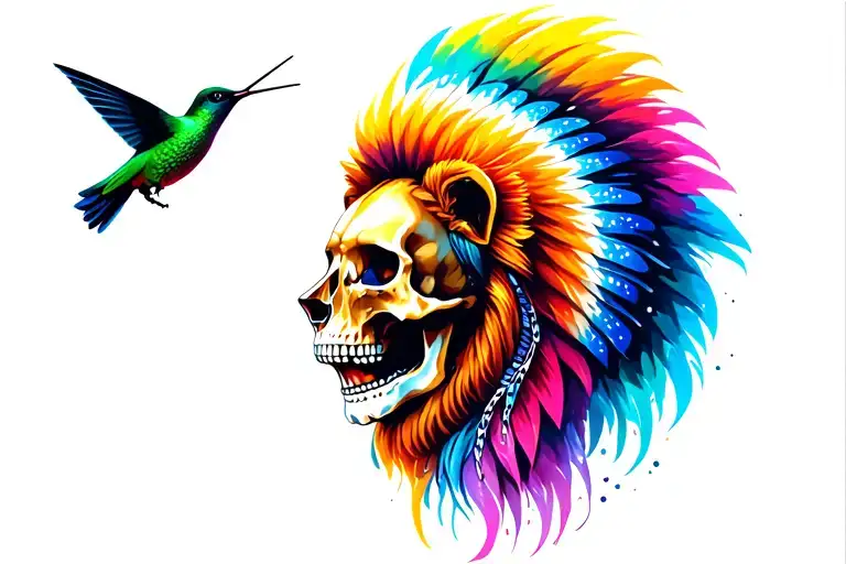 Skull Indian Picses Lion Hummingbird Hovering