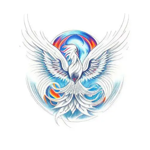 A Minimalist Tattoo Of A Phoenix Rising From The Mountains