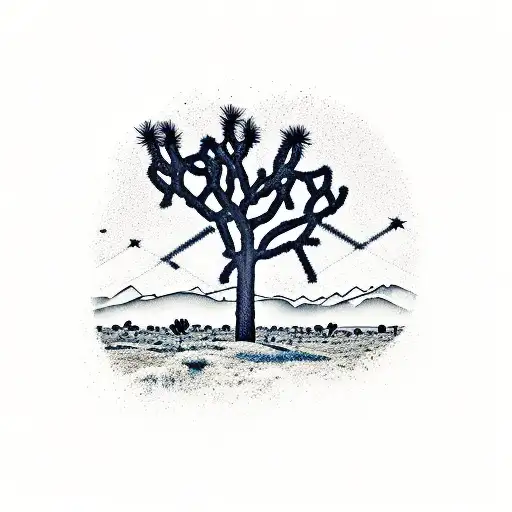 Joshua Tree With Mountain Background