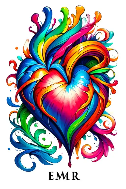 Emr' Inside A Multicoloured Abstract Heart Shape
