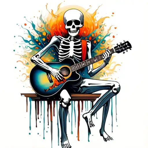 Hopeless Romantic Skeleton Playing Guitar