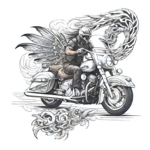 Indian Chieftain Motorcycle Merging Into A Dragon