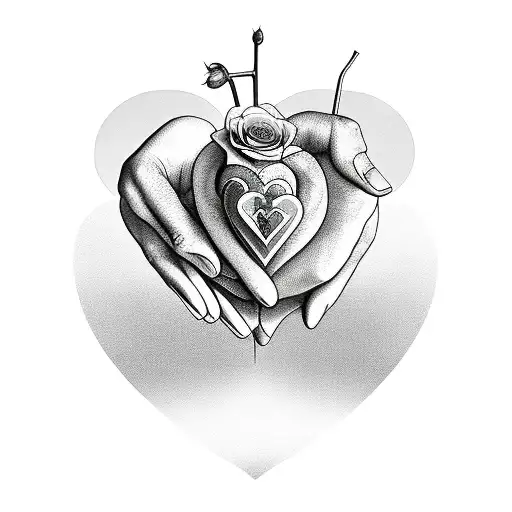 Heart Combined With Flowers And Dad And Son Photo