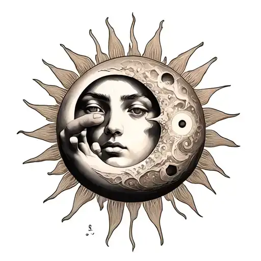 Sun Moon Hand Tattoo For Men