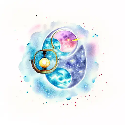 Lamp With Watercolor Sky Moon And Star