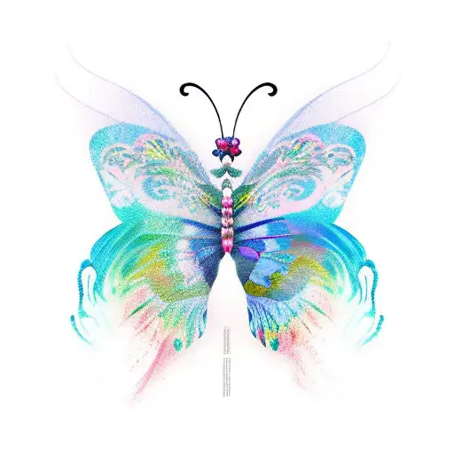 Butterfly With Mountains And Ocean Inside Wings