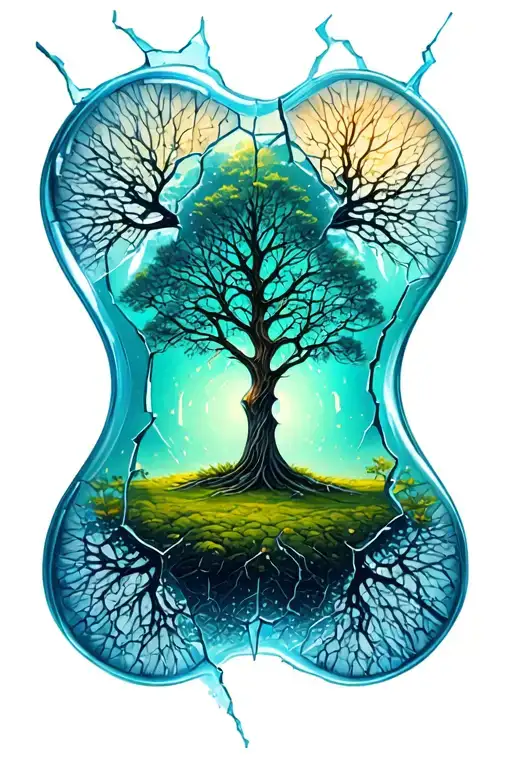 Broken Ligh Bulb With A Growing Tree Inside