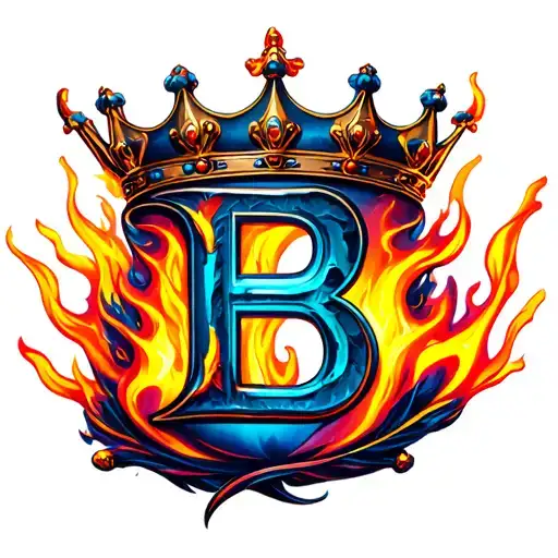 Letter B With A Crown On Top Make The Whole Thing Look Like Its On Fire