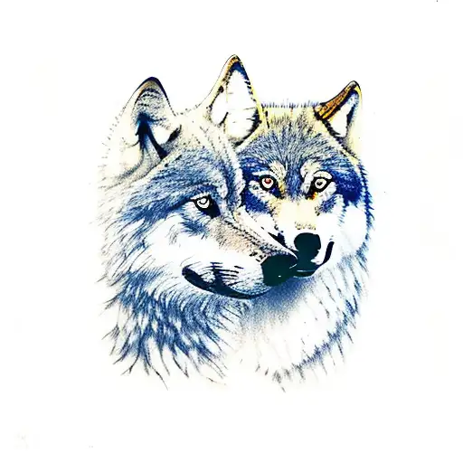 Wolf Protecting Its Cubs In A Forest