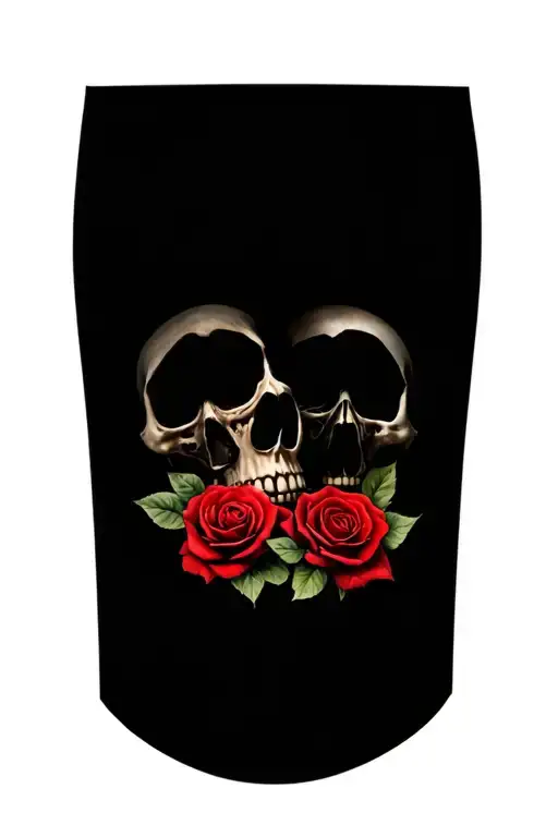 3 Skulls And Roses Intertwined Symbolizing The Client's Love