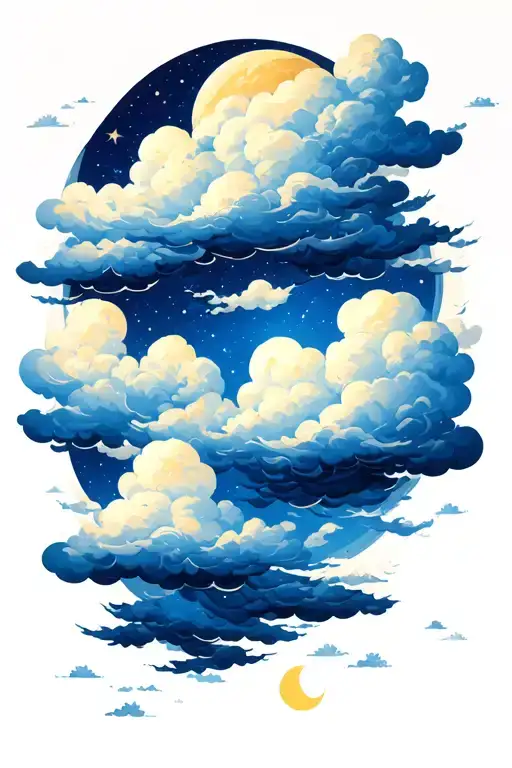 Night Sky Framed By Simple Clouds