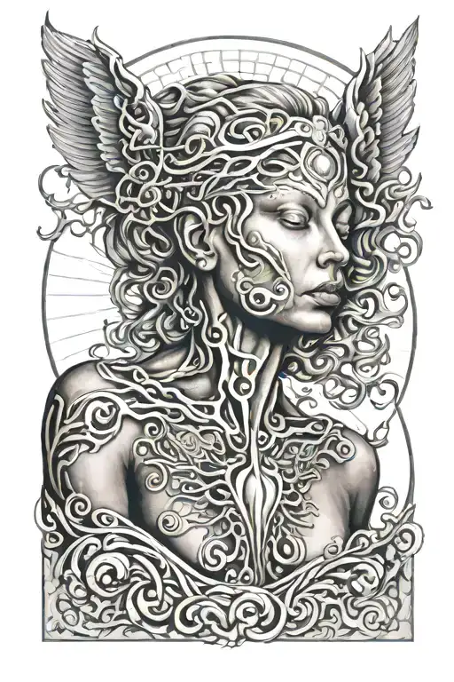 Alex Grey Tattoo Featuring A Whimsical Nude Goddess
