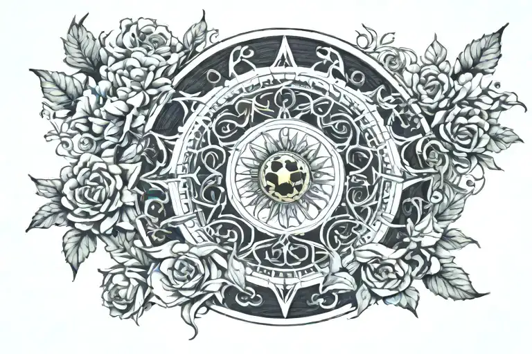 Hecate Wheel Surrounded By Belladonnaflowers