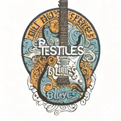 Blues Testicles' Text And Stratocaster Guitar Merging