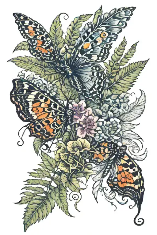 Vertibrae Moth Flowers Ferns