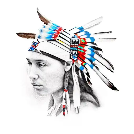 Native American Girl With Headress