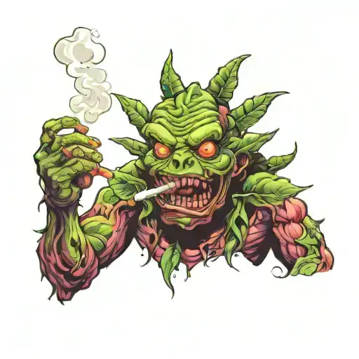 Scary Monster Smoking Weed