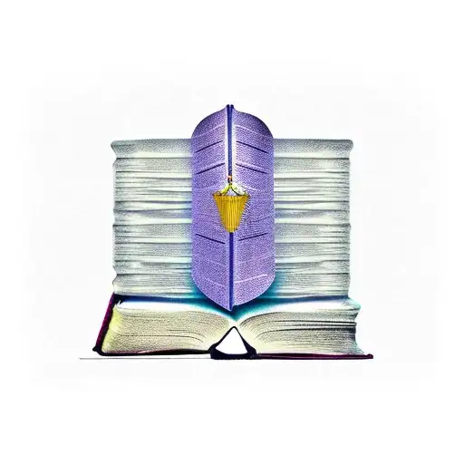 A Tattoo Of A Law Book With A Waterfall Cascading Down Its Pages