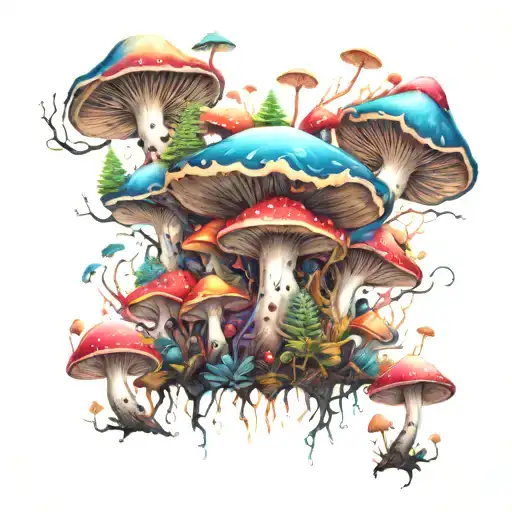 Psychedelic Mushroom Forest