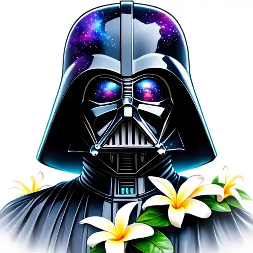 Darth Vader With Galaxy With Plumerias