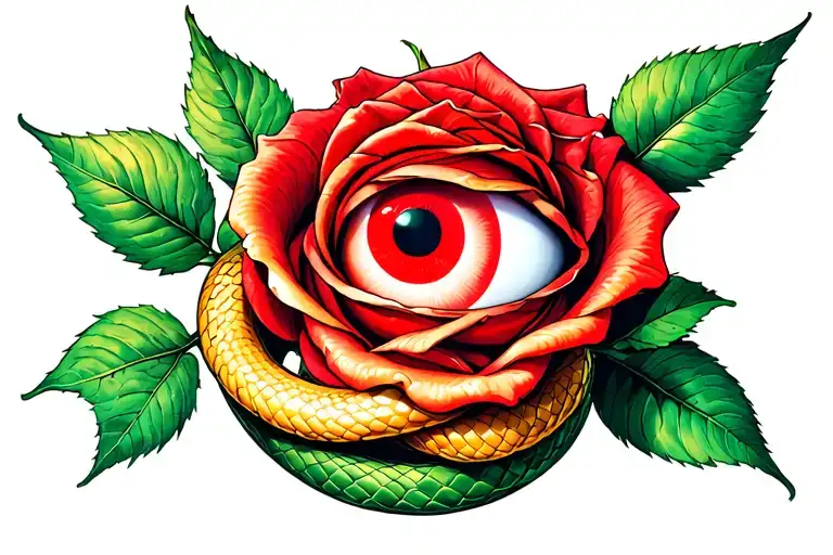 Rose And Snake With Sharingan Eye Wrapped Around The Clavicle