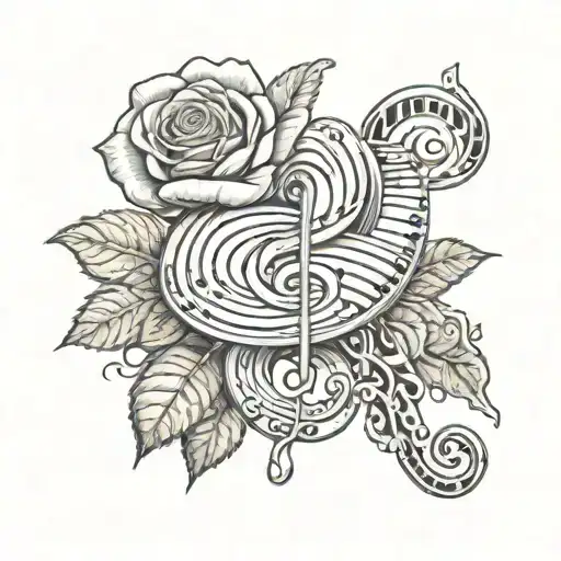 Music Note And Roses Growing