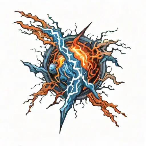 Blue Dark Orange Red Lightning