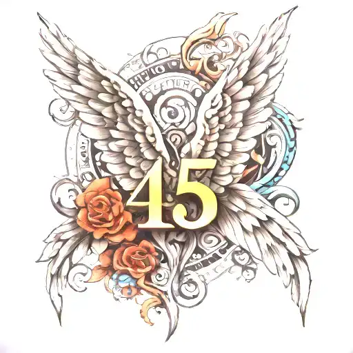 Numbers 4 & 5 With Angel Wings
