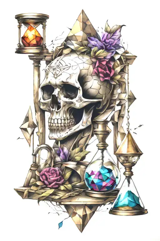 Skull And Hourglass Made Of Triangles