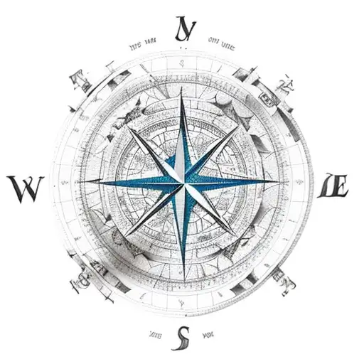 An Intricate Map With Compass Rose And Travel Icons