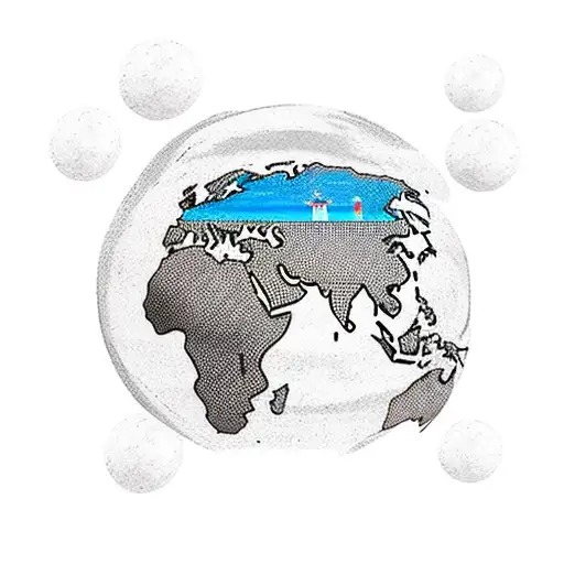 A Globe Wrapped In A Road With Landmarks From Different Countries